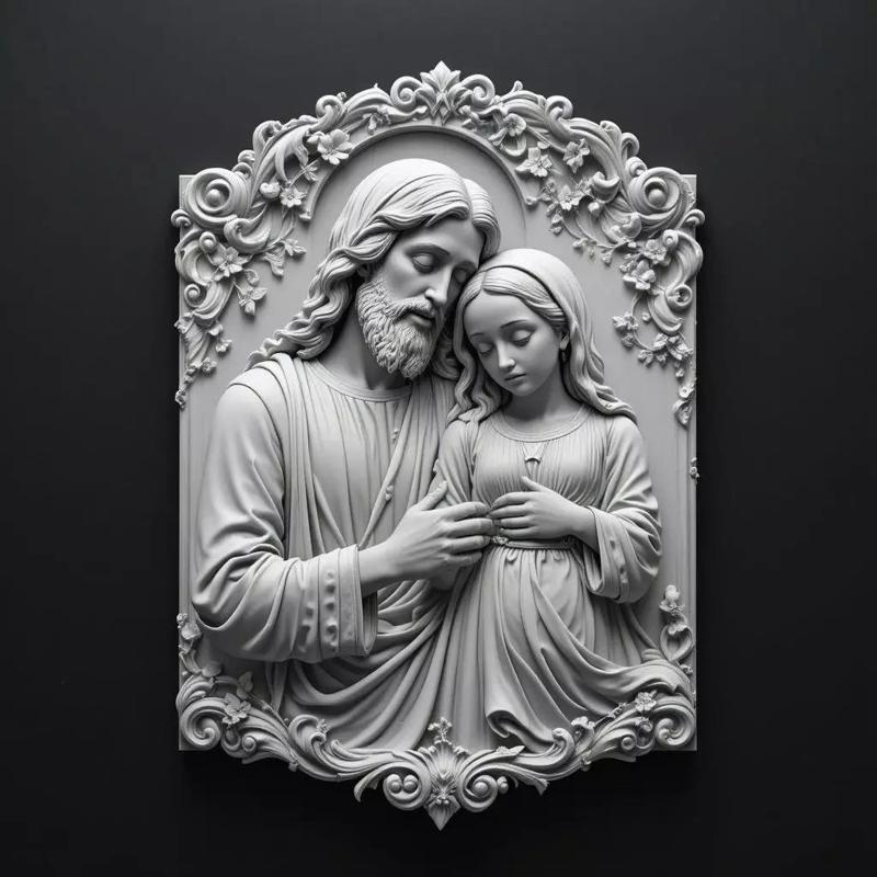 Bas-relief Jesus and Mary