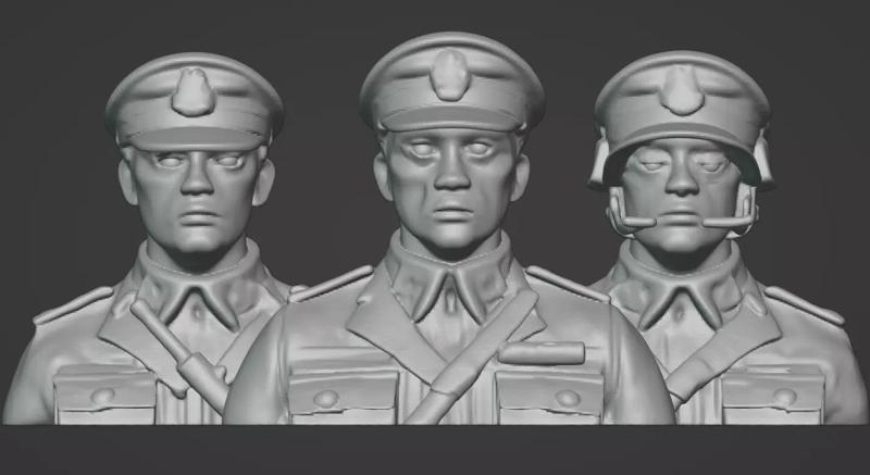 3-in-1 Stylized Army Soldiers Bust Pack