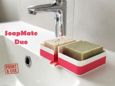 Double Soap Tray with Drain Spout - SoapMate Duo