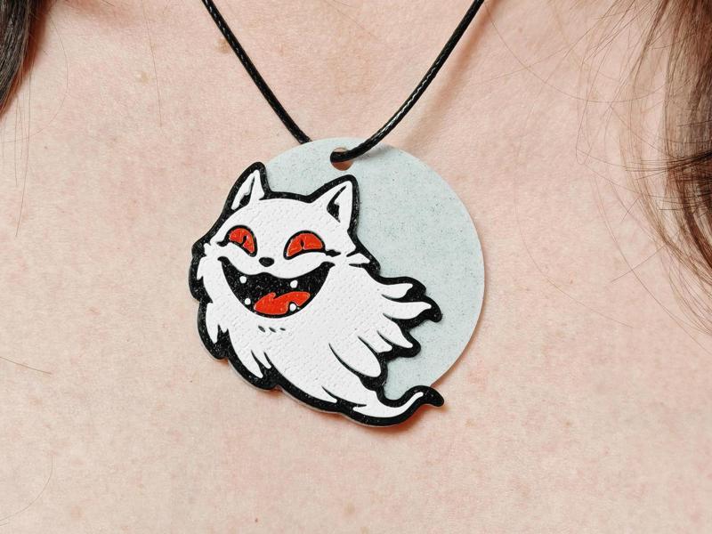 Cat Ghost - Halloween pendant