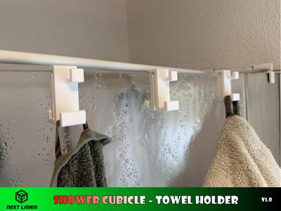 Shower cubicle - towel holder
