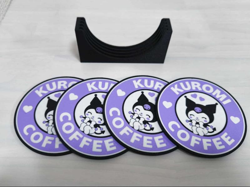 Kuromi Coffee Coaster Set with Stand 
