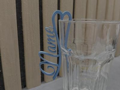 Personalizable Glass Nametag (e.g. for a wedding)