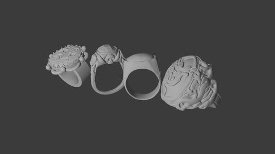 Pirates of the Caribbean Jack Sparrow Ring Set (Dragon Ring, Green Emerald Skull Ring, Stolen Ring & Flower Ring)