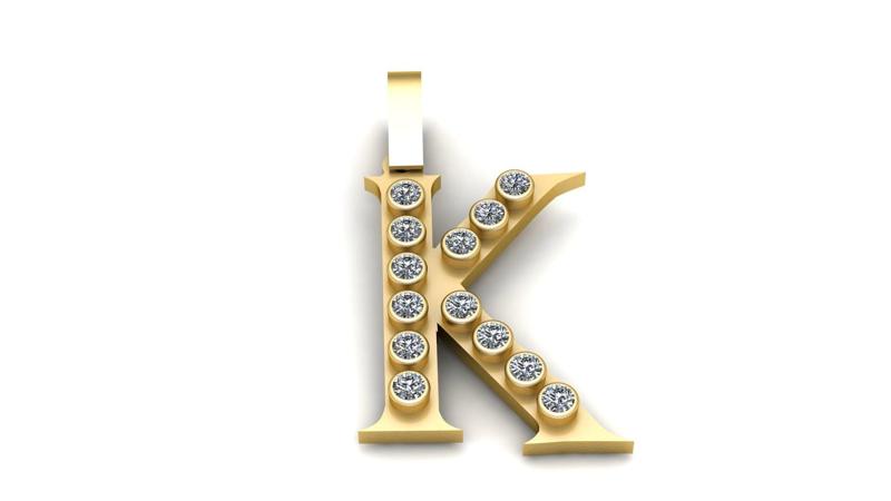 GOLDEN ALPHABET K PENDANT 3D PRINTABLE MODEL