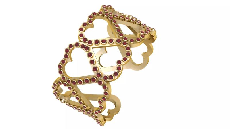 HEARTS DESIGN GOLDEN RING 3D PRINTABLE MODEL