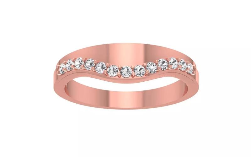 Single Wave Design Women Wedding Band 3dm STL OBJ FBX Render