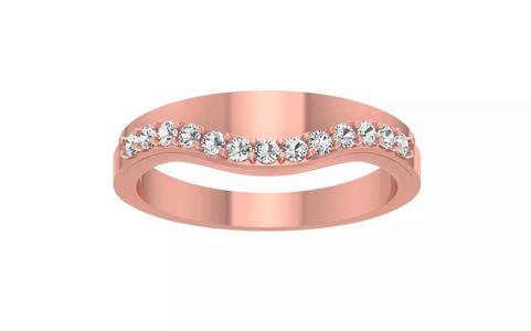 Single Wave Design Women Wedding Band 3dm STL OBJ FBX Render