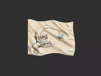 Gazi Mustafa Kemal Ataturk and Turkish Flag 3d stl model