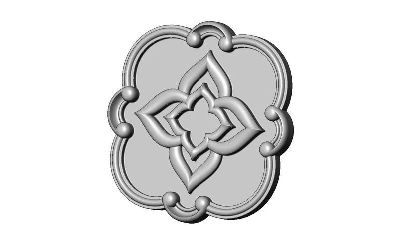Square scroll ornamental star rosette relief
