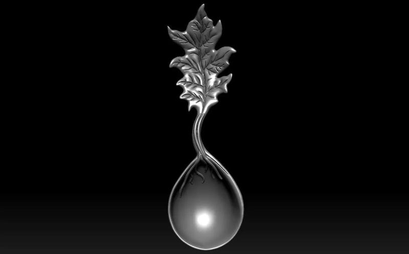 Spoon silver with leaf