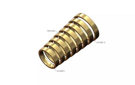 4mm wide flat comfort fit wedding band US sizes 5to12