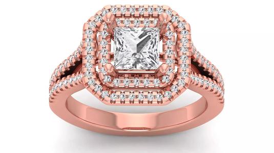 Double Halo Wedding Engagement Women Double Band Ring