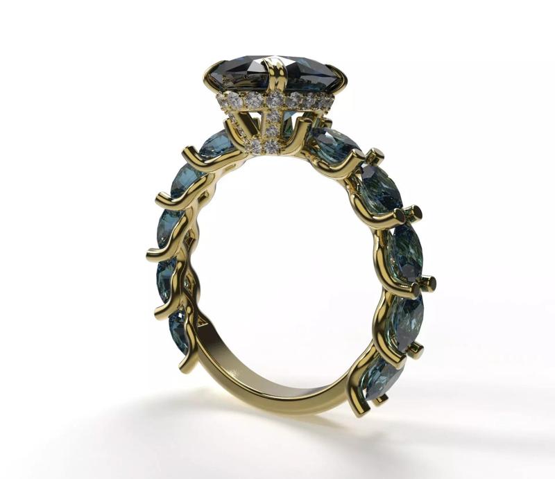 White Gold Blue Sapphire Rings 3D print model