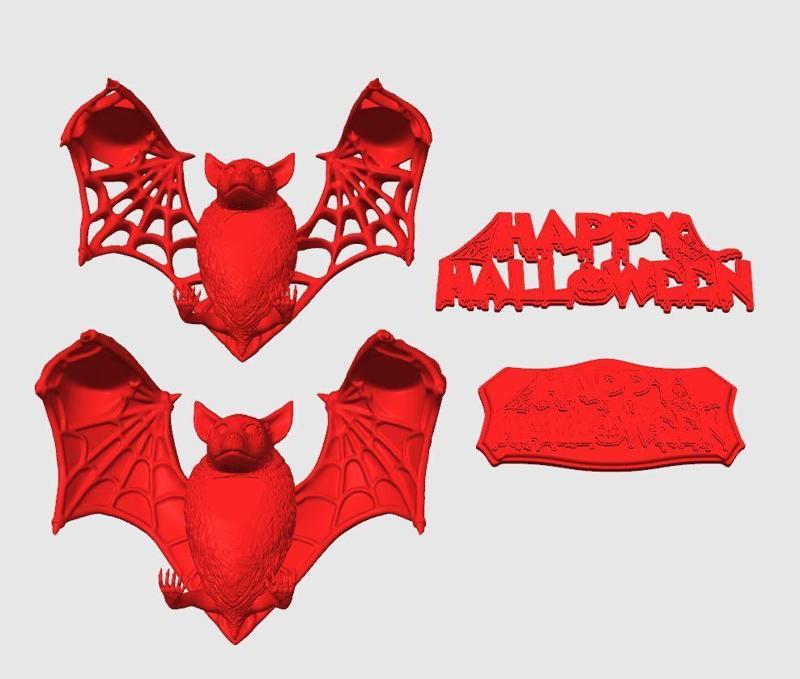 Halloween Bat Candle Holder with Happy Halloween Sign