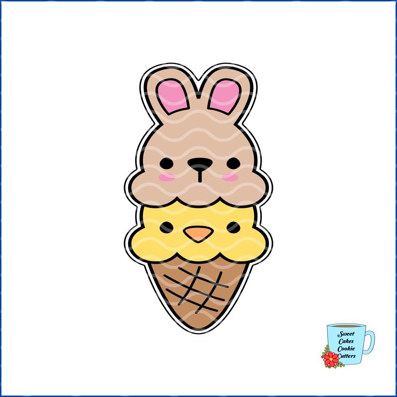 Easter Ice Cream Cookie Cutter - Easter - Animal - 8 STL Cookie cutter files