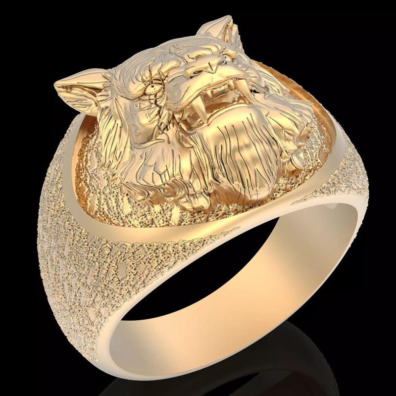 Tiger ring silver gold printable jewelry 3D model