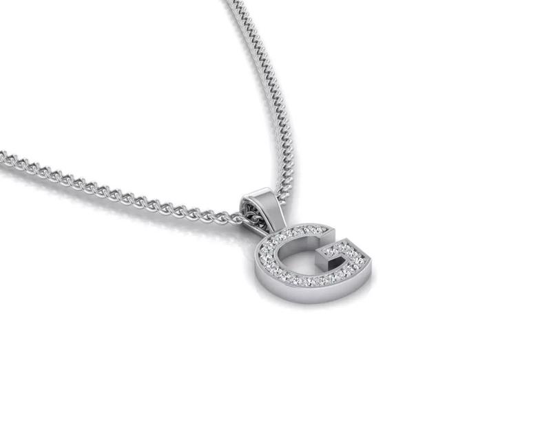 Pendant G letter with diamonds