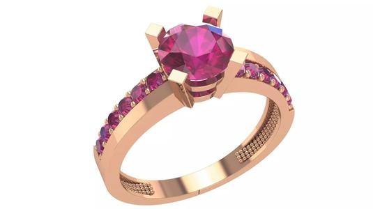 Ruby Solitaire Ring 3dm stl renders details