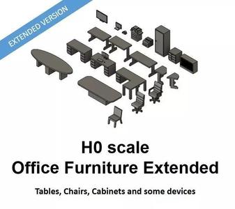 Office furniture EXTENTED for office interiour - H0 Scale