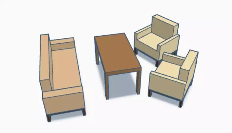 50s style Doll House Living Room Set