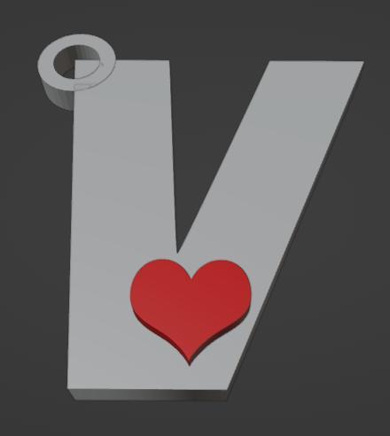 KEYCHAIN LETTER V WITH HEART