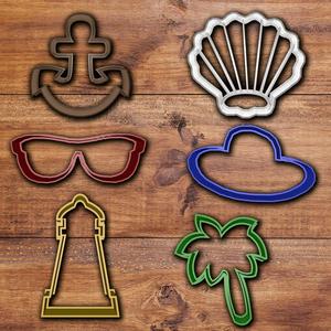 Beach objects cookie cutter set.