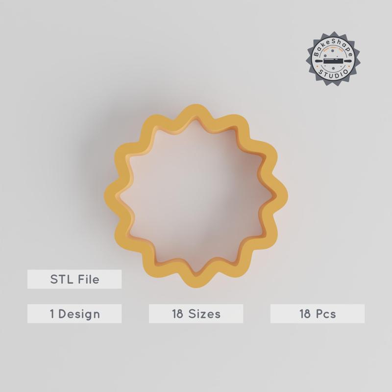 Sun Shape Cutter, Cookie & Fondant Tool, 18-Piece Set, Various Sizes, Weather & Sunshine Themes