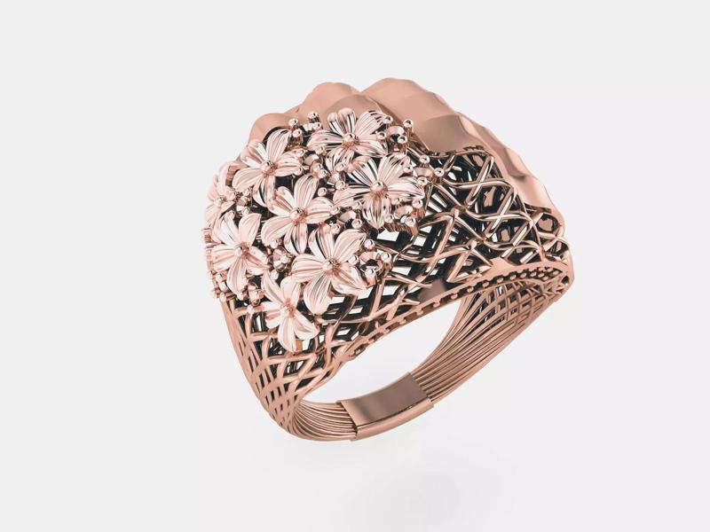Flower Bookey Wire Mesh Plain gold ring