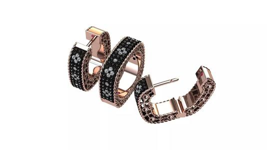 Venetian Princess ring and earrings with black - white diamonds