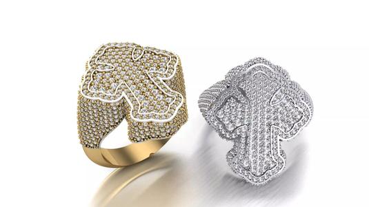 Cross Hip Hop Iced Ring