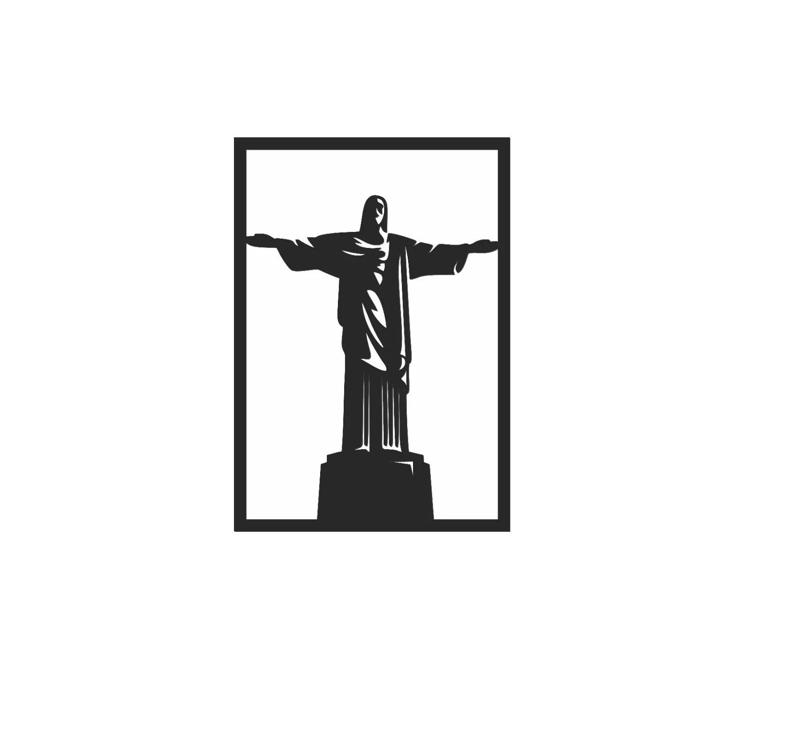 Minimalist Geometric Christ the Redeemer Painting