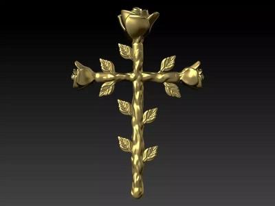 Rose cross pendant