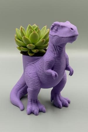 3D Printed Dinosaur Planter – Fun T-Rex Succulent Pot for Home or Desk Decor