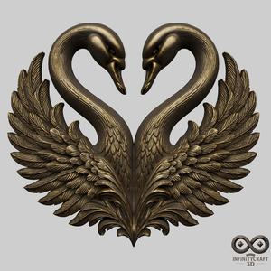 Romantic Swan Heart – 3D Wall Art Relief for CNC or 3D Printing