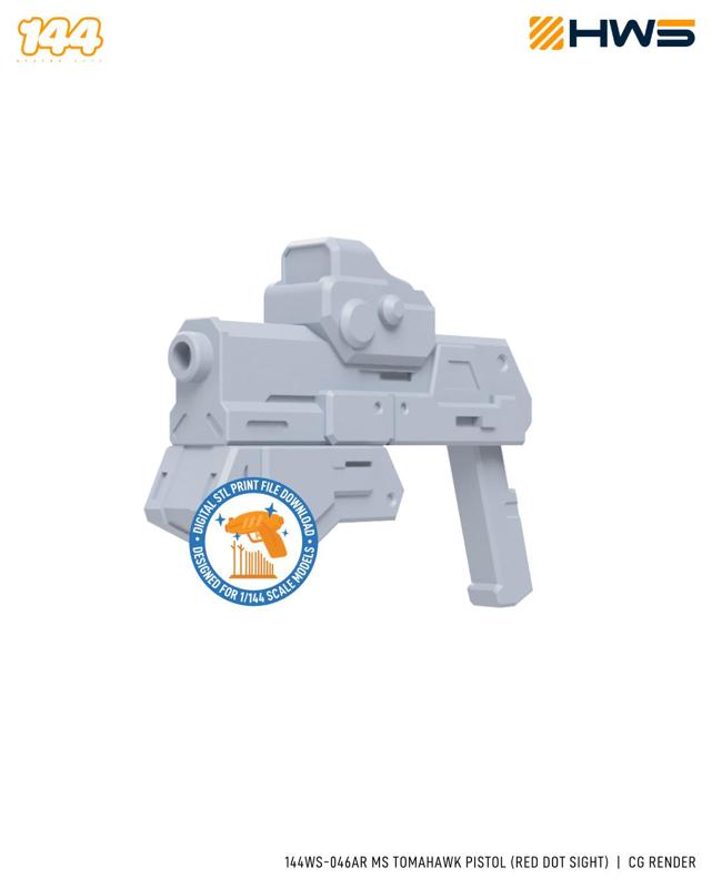 144WS-046AR MS Tomahawk Pistol (Red Dot Sight). 3D Printed Parts for High Grade Scale Model Kits.