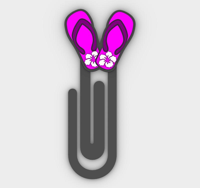 Paperclip flip-flops, summer sandals - bookmark - 3MF pre-painted , STL