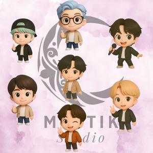 BTS Chibi Cartoon 3D Print STL Pack | Set Completo 7 Integrantes K-Pop Figures