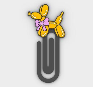 Paperclip Balloon dog with bow - bookmark - 3MF pre-painted , STL