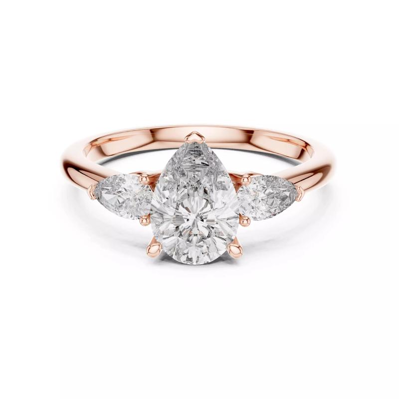 Three Stone Pear Cut Diamond Engagement Ring 3DM STL Video