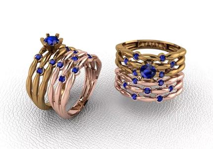 Twins sapphire ring set gold