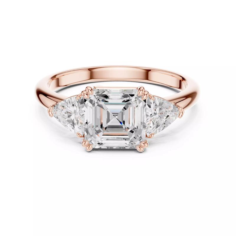 Three Diamond Asscher Trillion Cut Wedding Ring 3DM STL Video