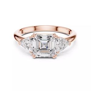 Three Diamond Asscher Trillion Cut Wedding Ring 3DM STL Video