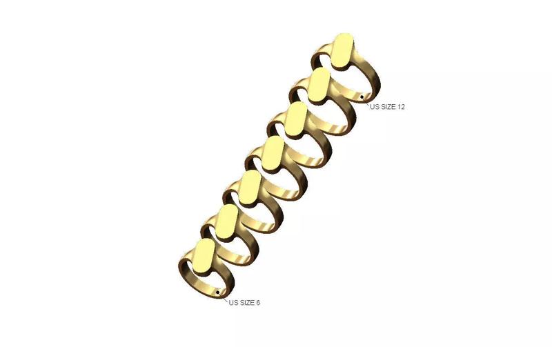 Tilted oblang 15x6mm signet ring Us sizes 6to12