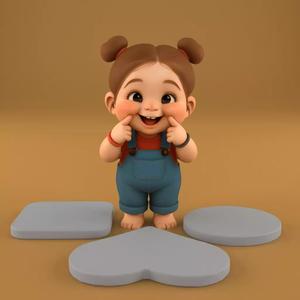 Joyful Girl 3D Model with 3 Interchangeable Bases