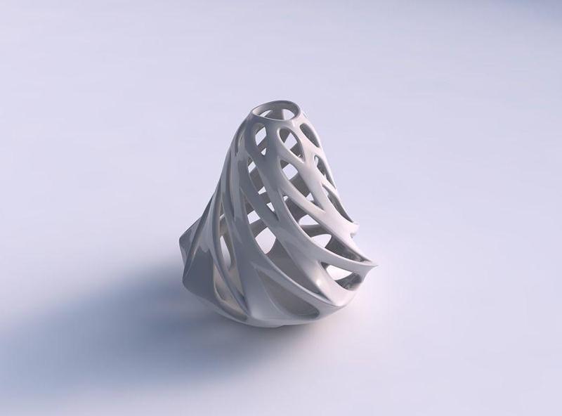 Vase footed baluster with smooth cuts twisted and streched top