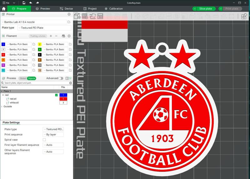 SPFL Aberdeen keychain badge color printable