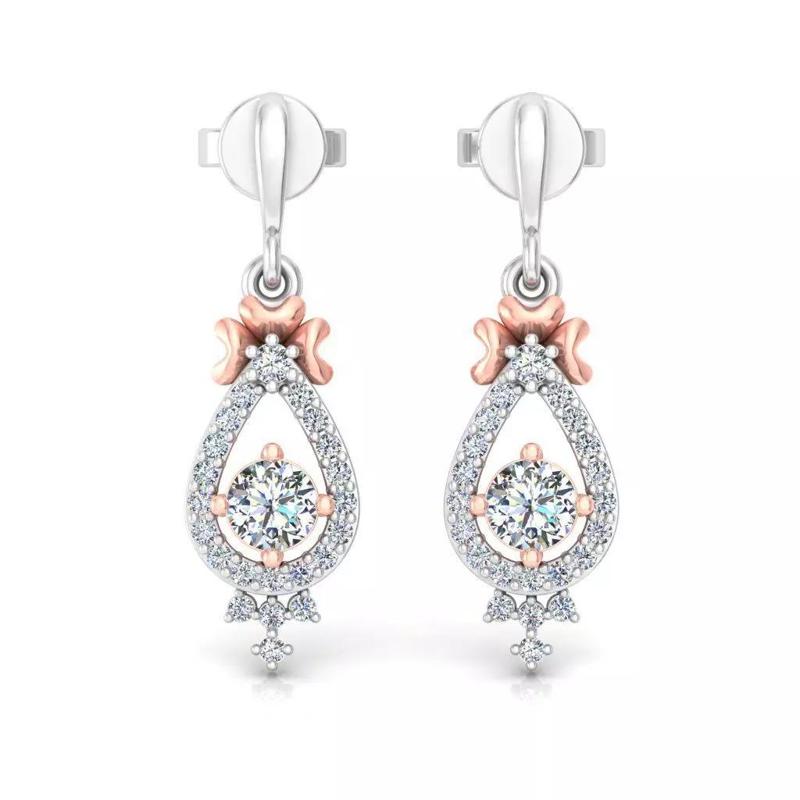 Elegant Bow Topped Teardrop Diamond Earrings