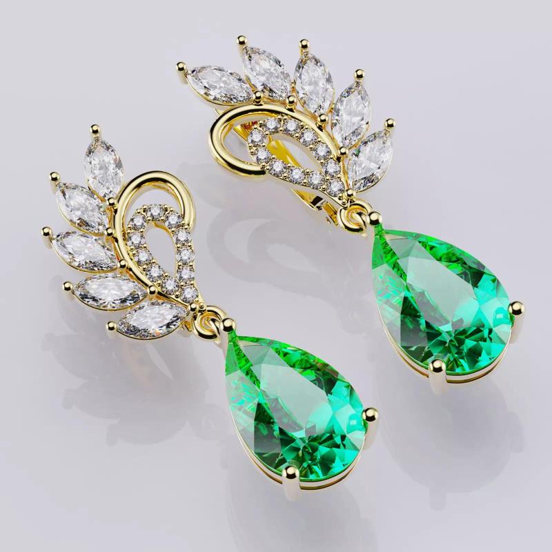 Earrings Diamonds and Pear 12x8