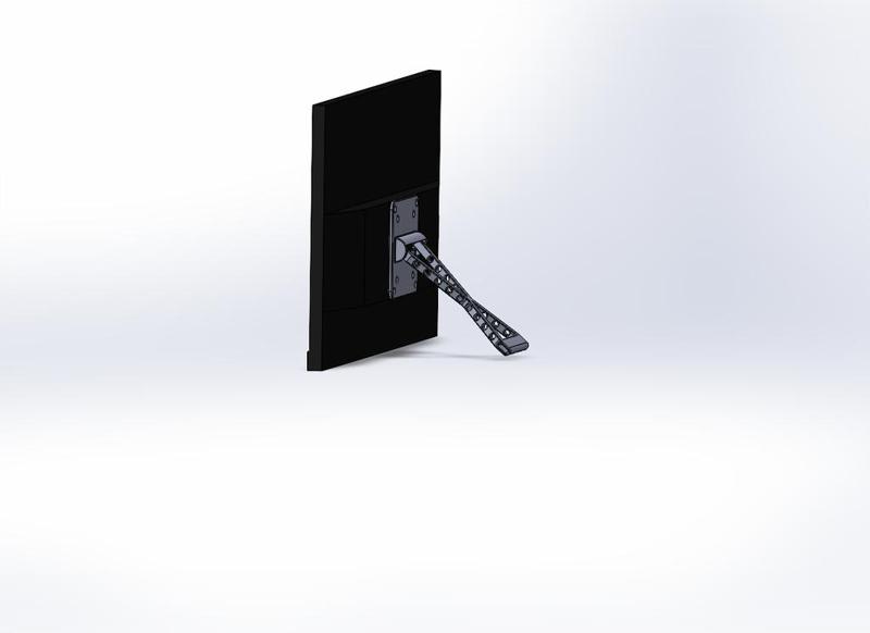 VESA handle and kickstand with stopping detents for some positions